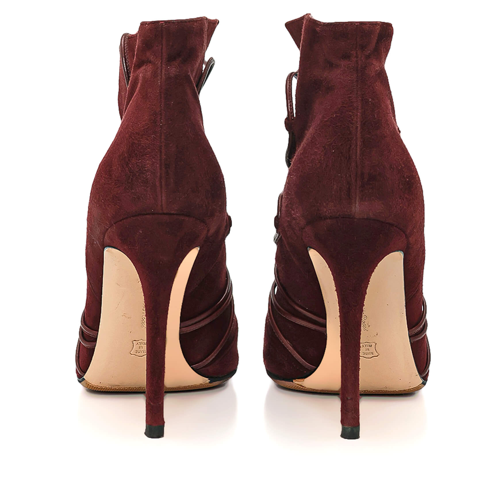 Gianvito Rossi - Bordeaux Suede Lace Up Bootie